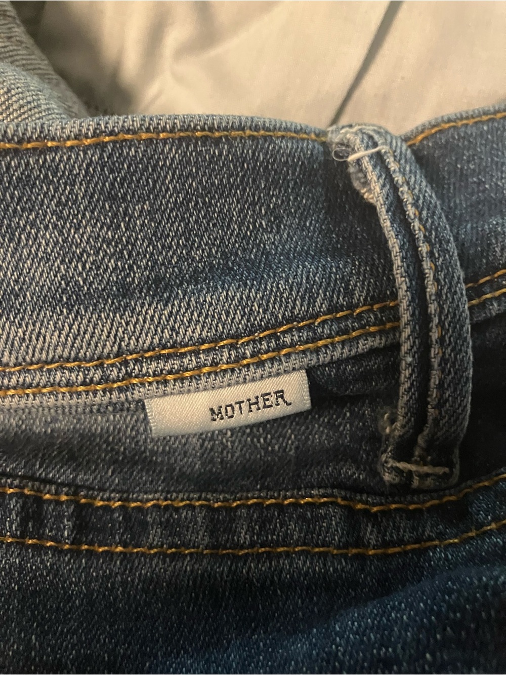MOTHER Dark Blue Distressed Flare Jeans - Picture 5 of 8